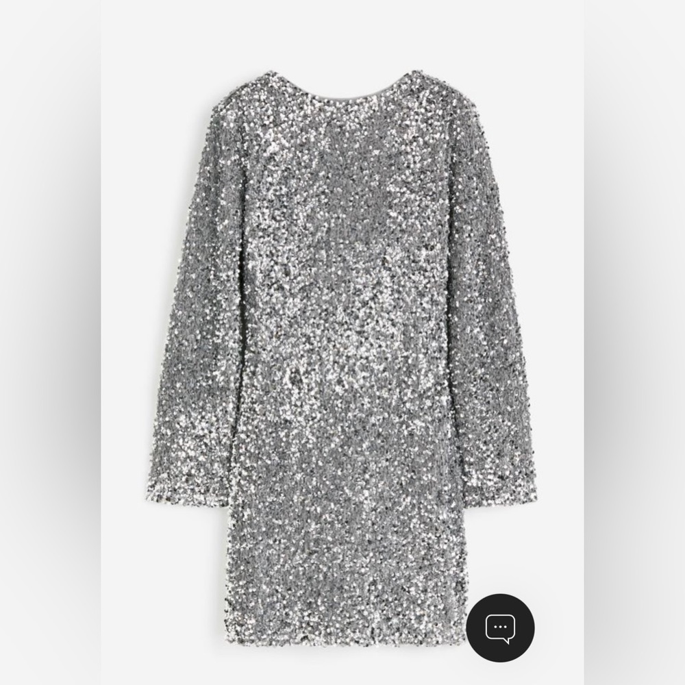 H&M silver sequined velvet dress - small